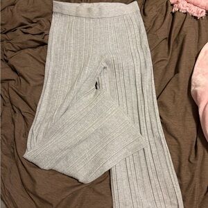 aerie Light Gray Ribbed Knit Lounge Pants